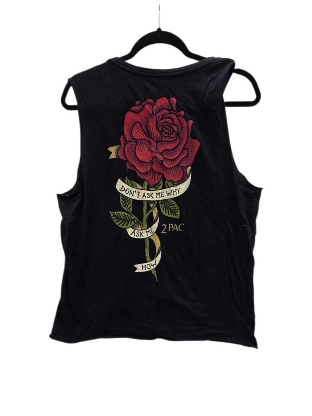 2 Pac Shirt Womens XXL Tank Top Black Sleeveless Pullover Front Tie Raw hems